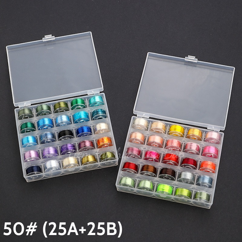 Set 50 Và Hộp 36 Cuộn Chỉ Tơ Bóng Phản Quang làm Triền Hoa Quấn Hoa Handmade