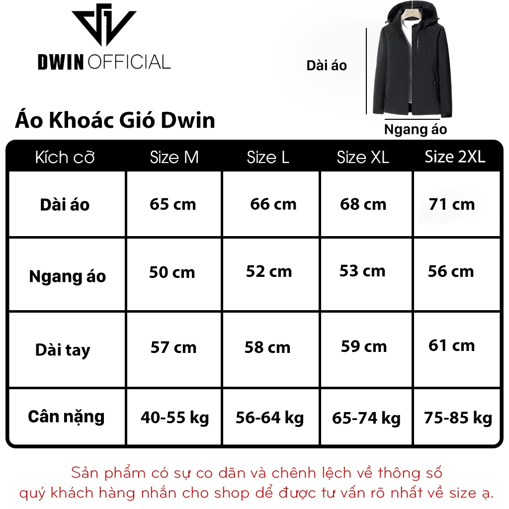 Áo khoác gió đôi nam nữ in Dwin 2 lớp chất liệu dù cao cấp unisex form rộng đi mưa,cản gió,chống nắng 3.0