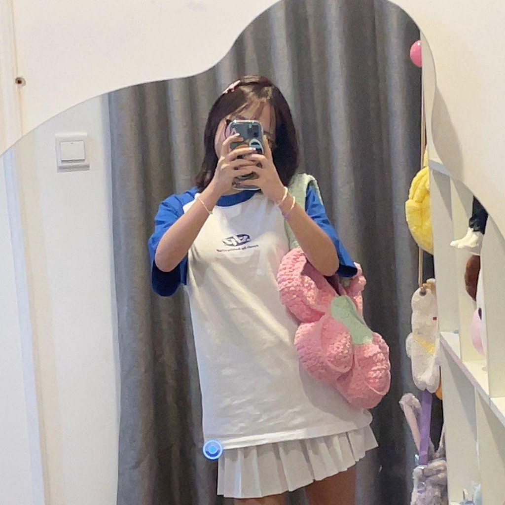 SKZ TEE -  Áo thun STRAY KIDS raglan unisex oversize màu trắng/xanh