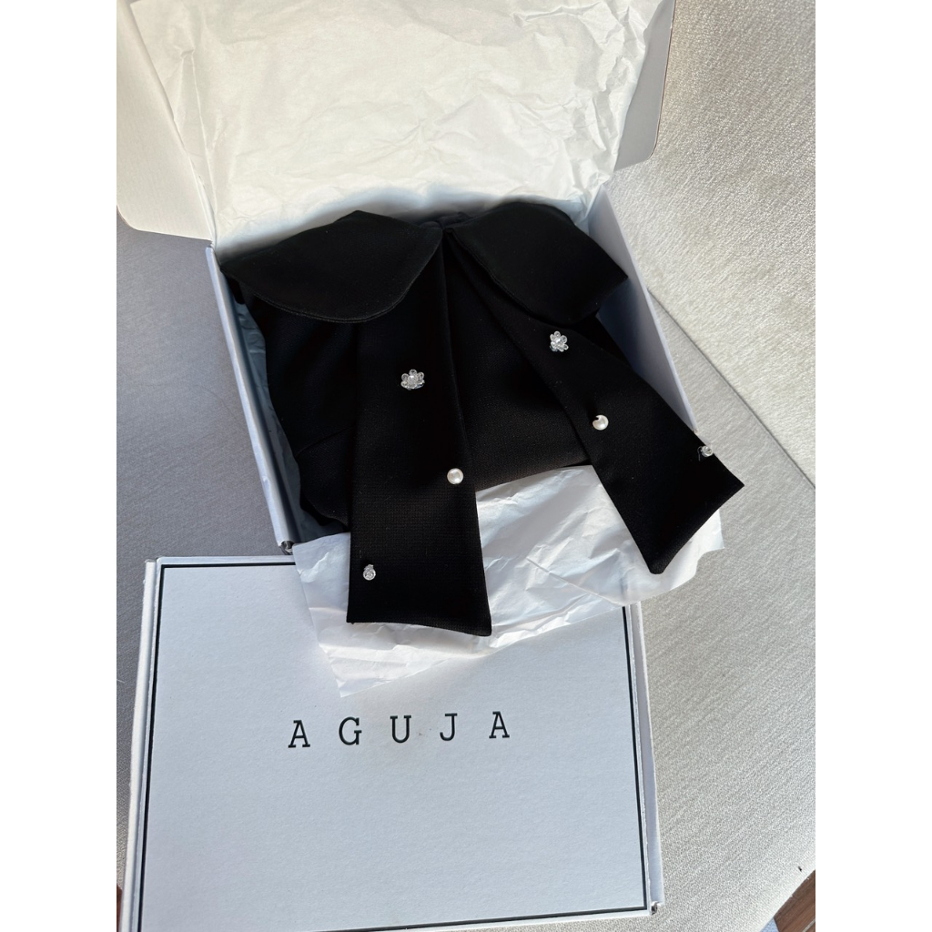 Sadie dress váy xinh form babydoll cổ sen nơ đính đá ngọc cộc tay tiểu thư AGUJA