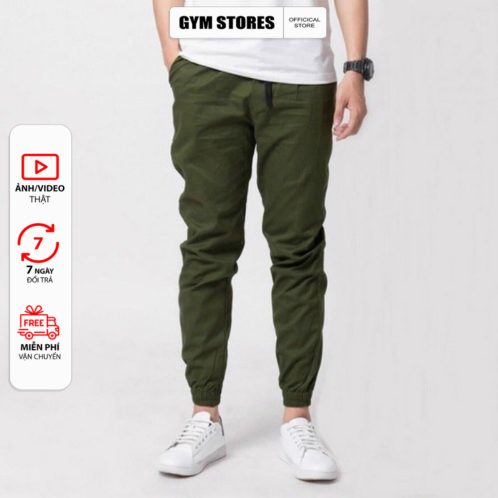 GYM QUẦN KAKI JOGGER NAM CO GIÃN ỐNG BO CHÂN FROM SLIM FIT VNXK