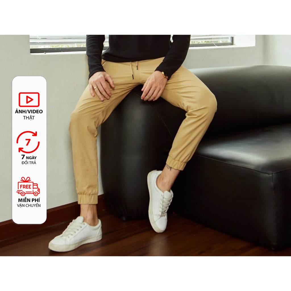 GYM QUẦN KAKI JOGGER NAM CO GIÃN ỐNG BO CHÂN FROM SLIM FIT VNXK