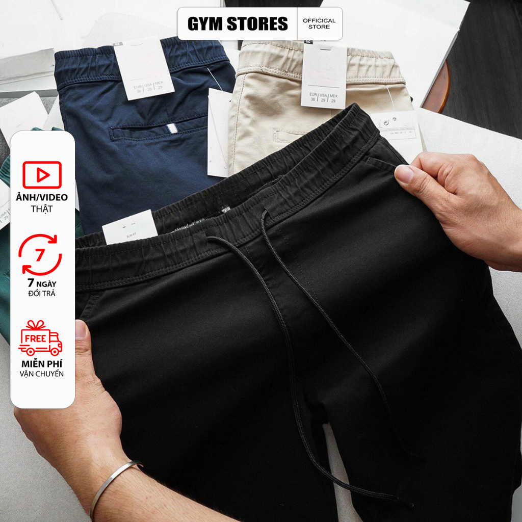 GYM QUẦN KAKI JOGGER NAM CO GIÃN ỐNG BO CHÂN FROM SLIM FIT VNXK