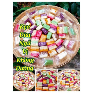 Túi 500g kẹo dừa sáp ngũ vị không đường - đặc sản bến tre - kẹo dừa bến tre