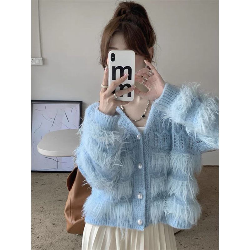 Áo cardigan len phối lông thỏ siêu xinhh