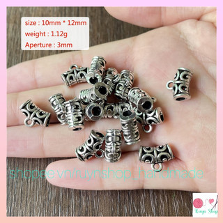 10 charm xỏ họa tiết hoa văn xi bạc