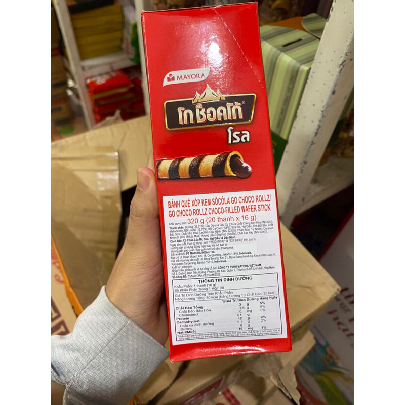 Bánh quế  socola Go Choco Thái Lan hộp 320g date mới