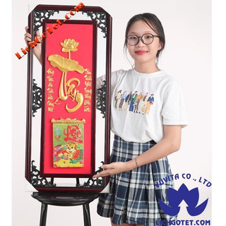 Lịch gỗ tết phù điêu chữ tâm