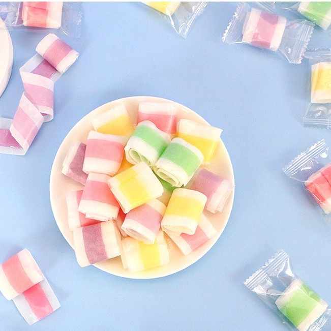 Combo 5 gói kẹo dẻo cuộn vị trái cây dâu/đào xoài/cam nho/dứa/dâu việt quất Risen Mỹ viên 10gam