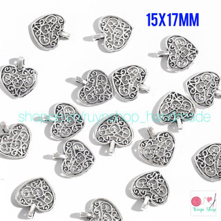 10 mặt charm hình tim rỗng xi bạc
