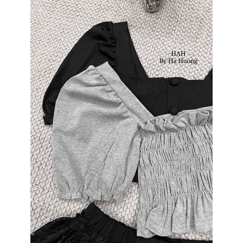 Set áo body mix chân ren tầng dạo phố siêu dễ thương