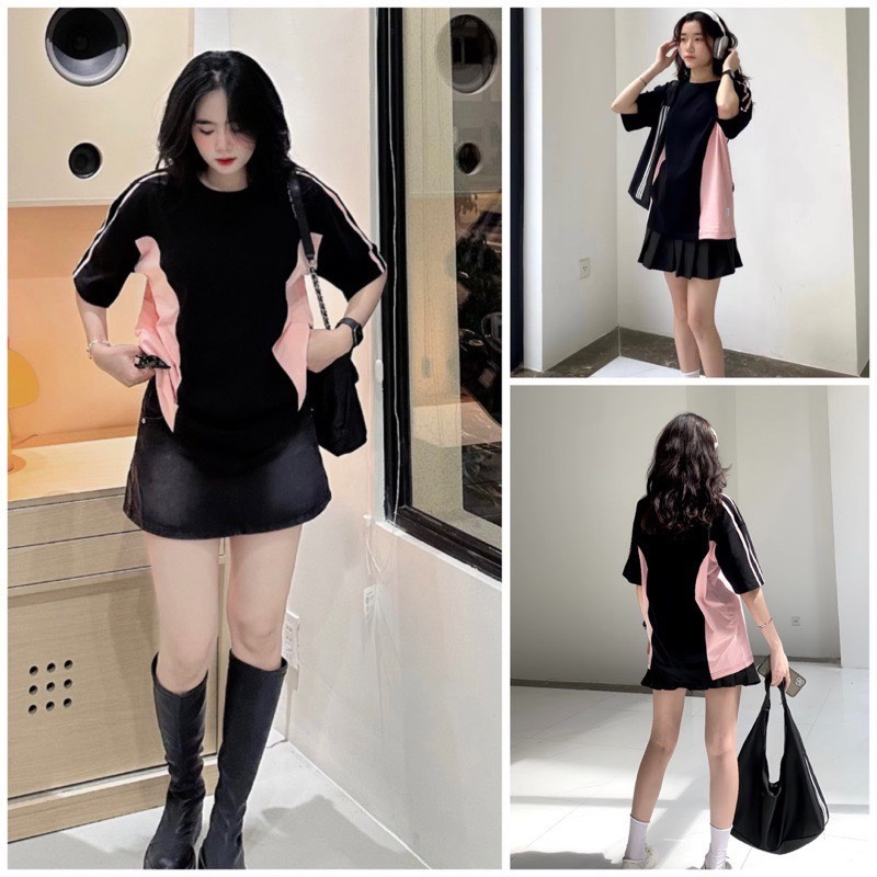 Áo thun nữ tay lỡ chất cotton khô 3158 EO phong cách Hàn Quốc HALUSA M1123