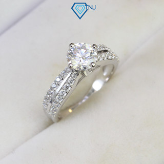 Nhẫn nữ kim cương Moissanite 6.0mm xi bạch kim kiểm định GRA sang trọng, trang sức đi tiệc NNM0017 - Trang Sức TNJ