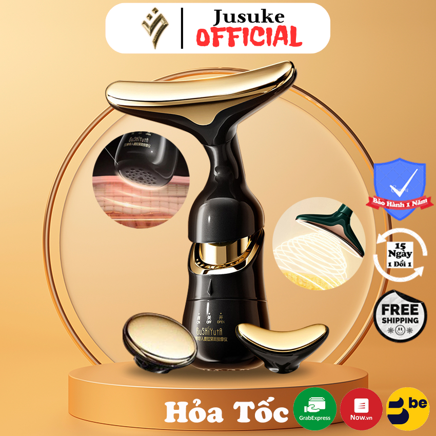 Máy massage nâng cơ mặt JUSUKE làm giảm nọng cằm xóa nếp nhăn quầng thâm bảo hành 12 tháng