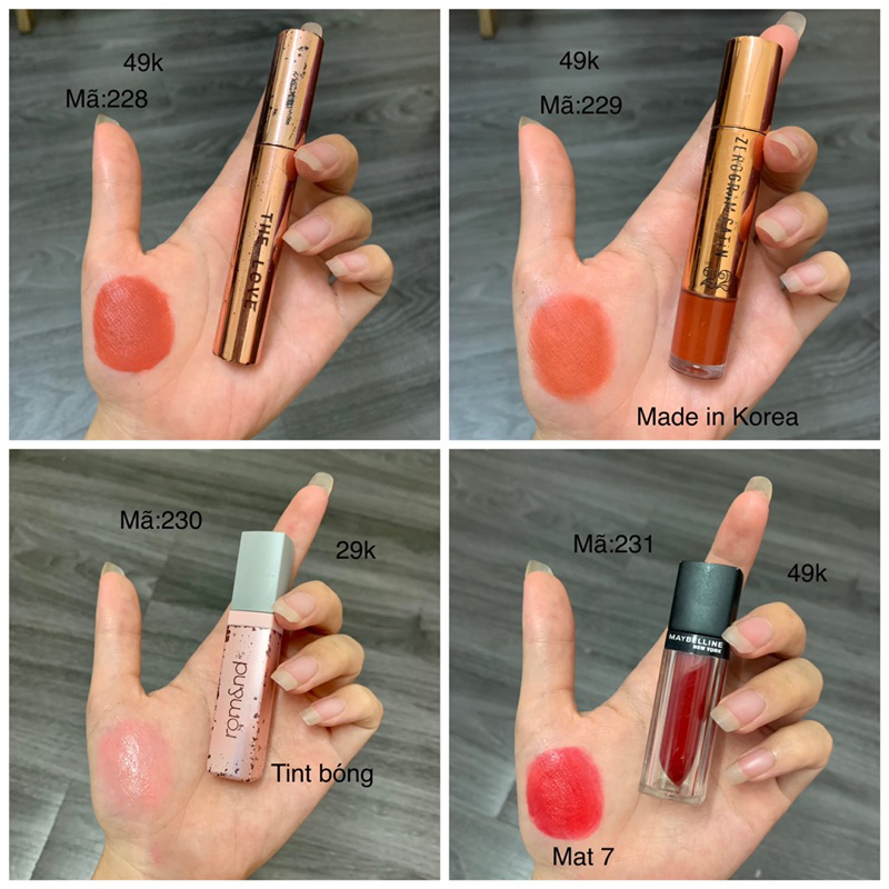 Son Tester/2hand Các Hãng Đủ Màu mã 228-231