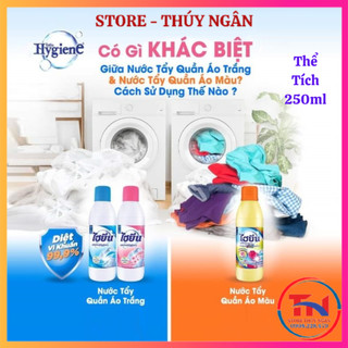 Nước tẩy quần áo hygiene thái lan, chai 250ml, tẩy màu và tẩy trắng, đánh bay mọi vết bẩn cứng đầu