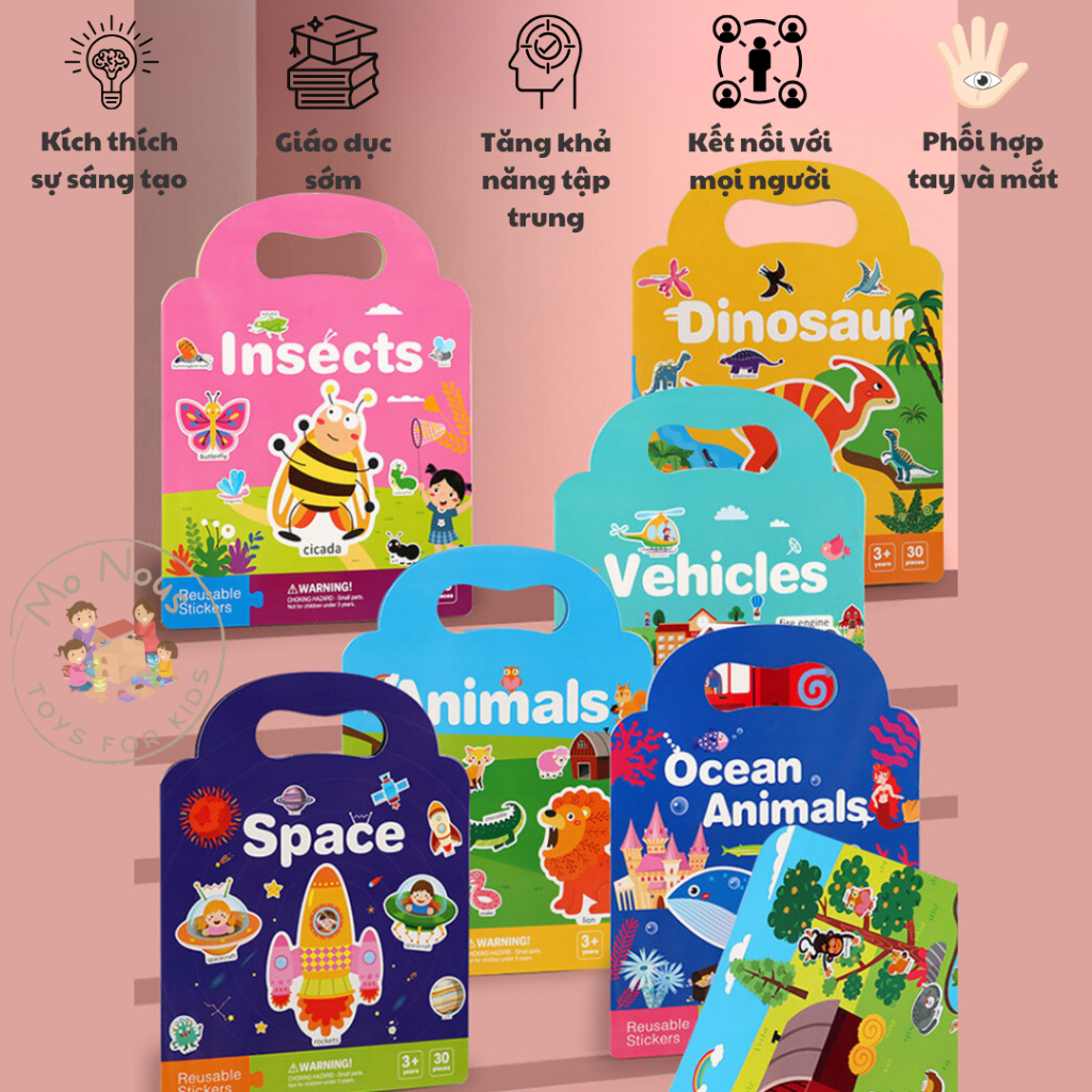 Đồ chơi giáo dục montessori -Bộ tranh sticker bóc dán Mo.Nous Toys Mo.Nous Toys- Đồ chơi phát triển trí tuệ cho bé