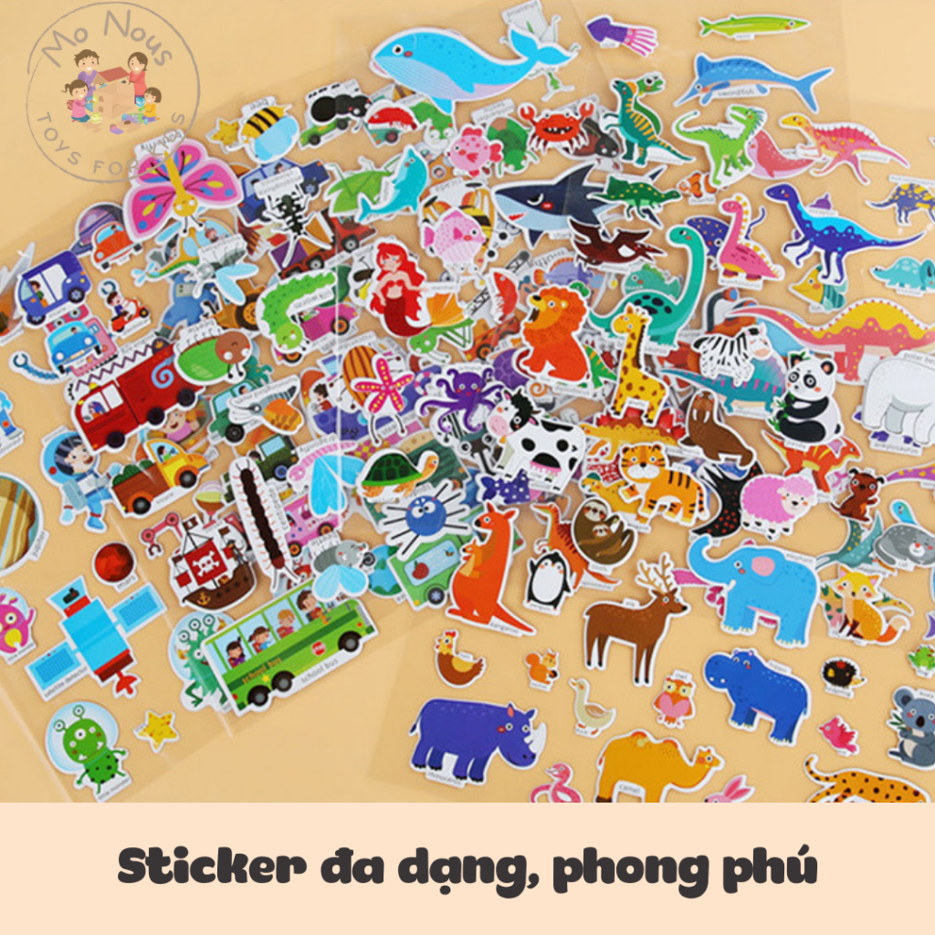 Đồ chơi giáo dục montessori -Bộ tranh sticker bóc dán Mo.Nous Toys Mo.Nous Toys- Đồ chơi phát triển trí tuệ cho bé