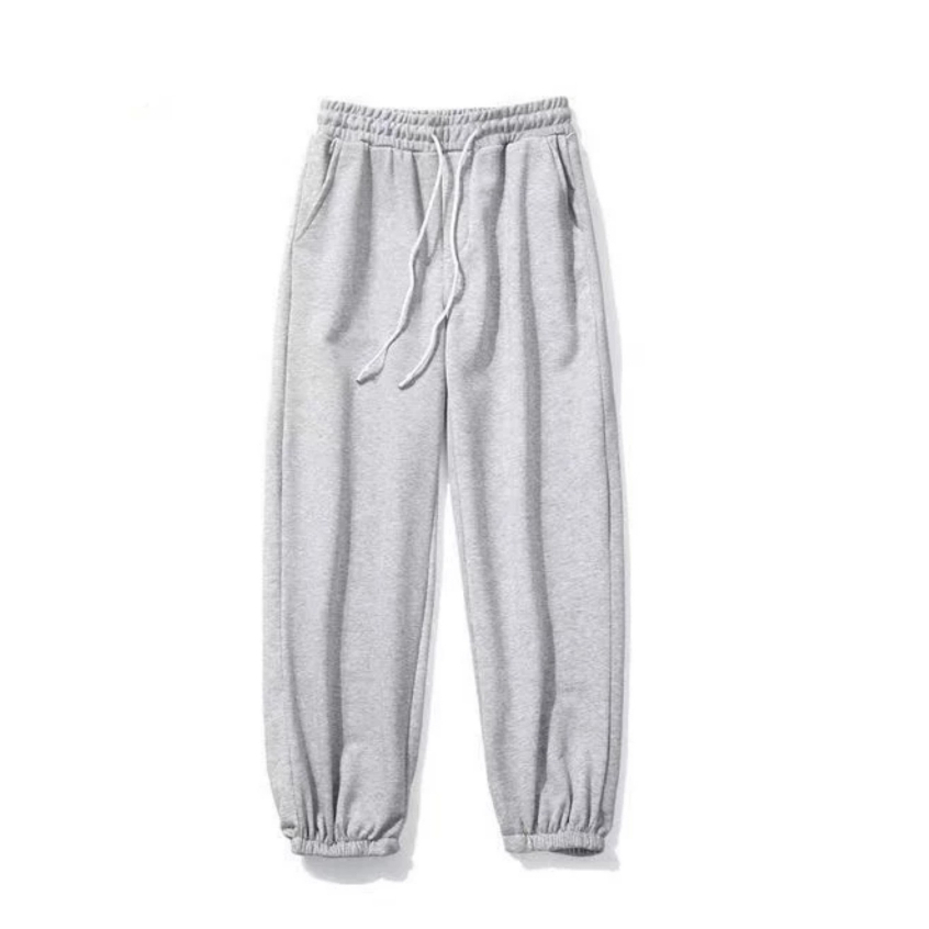 Quần jogger nữ bo gấu trơn vải thun, quần bom ống rộng nữ nỉ thun dáng joger mặc thu đông | BigBuy360 - bigbuy360.vn