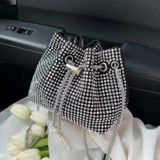 Túi xách nữ đeo chéo, xách tay dây rút đính đá lấp lánh thời thượng hàng Quảng Châu chuẩn đẹp