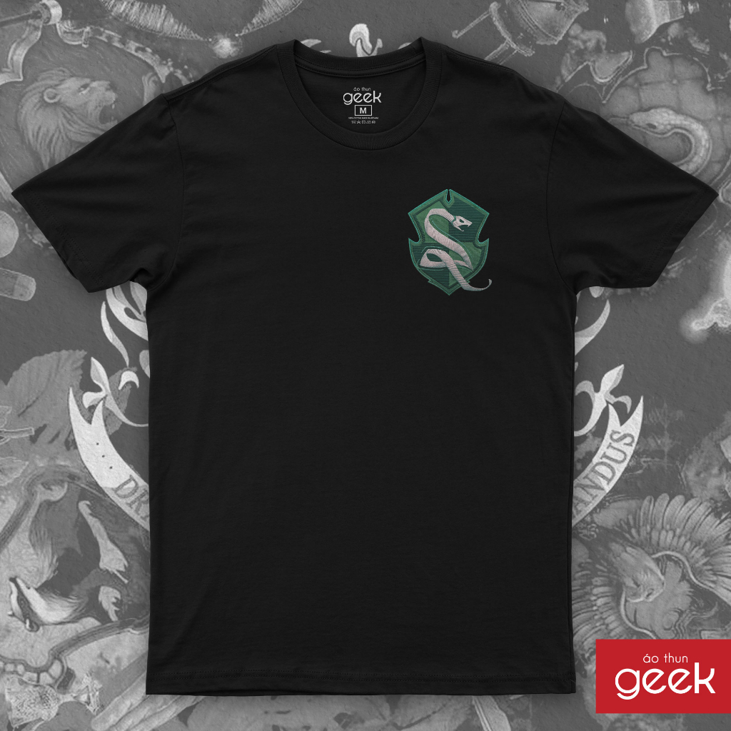 Áo thun in hình Hogwarts - Slytherin Siêu nét, 100% Cotton, siêu mịn