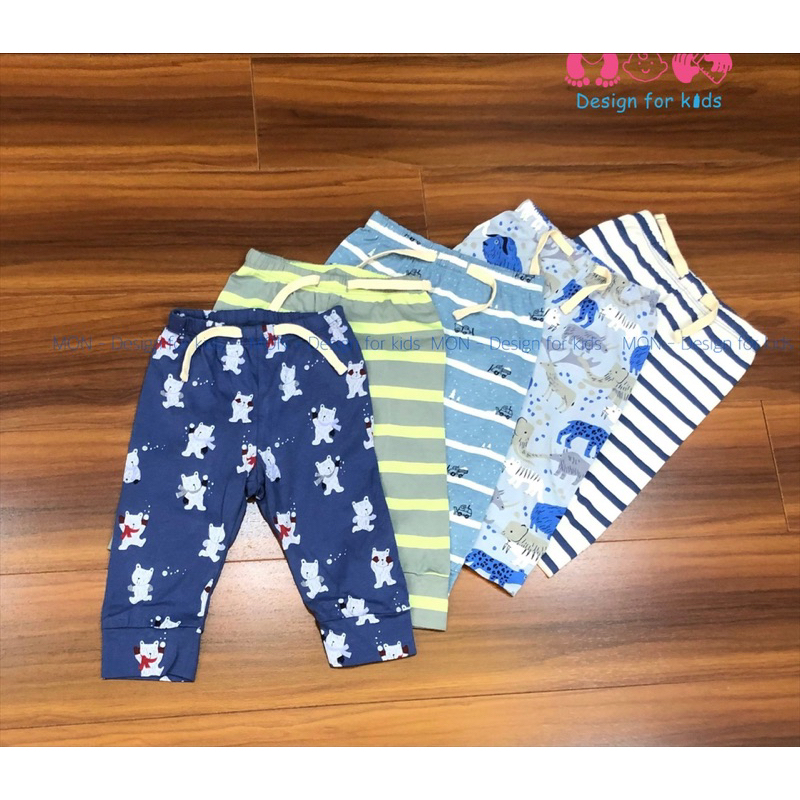 Quần dài bo gấu, quần legging vải cotton xuất dư các hãng cho bé