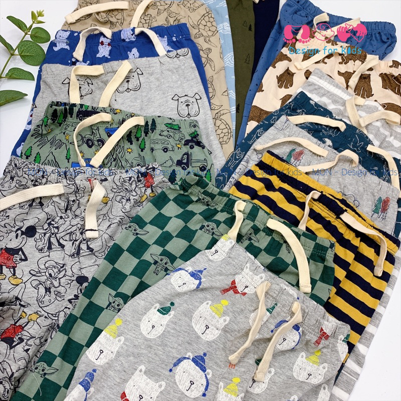 Quần dài bo gấu, quần legging vải cotton xuất dư các hãng cho bé