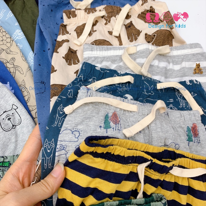 Quần dài bo gấu, quần legging vải cotton xuất dư các hãng cho bé