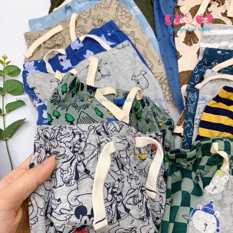 Quần dài bo gấu, quần legging vải cotton xuất dư các hãng cho bé