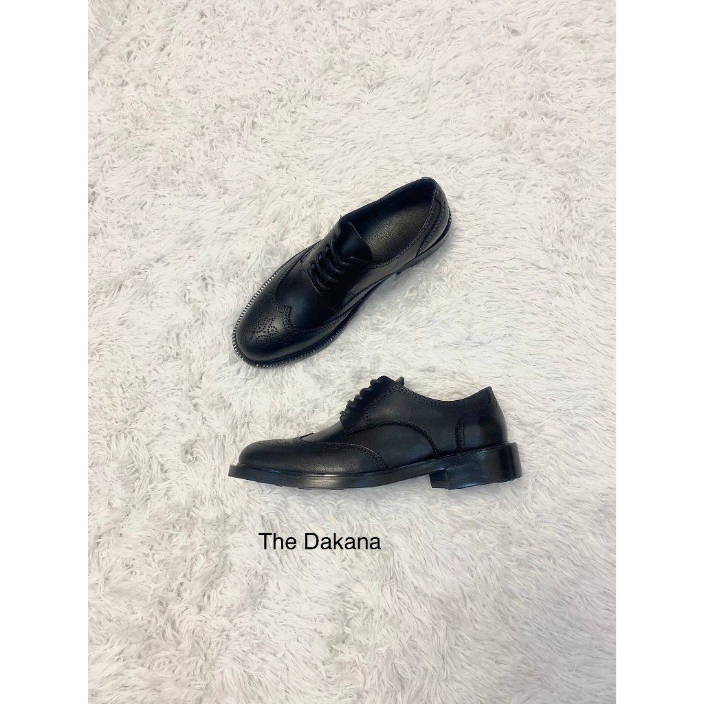 THE DAKANA MODERN DERBY Hoạ Tiết Đục Lỗ Da Bò Nguyên Tấm Đế Phíp Gỗ, Giày Da Nam Công Sở có vân Wingtip Derby