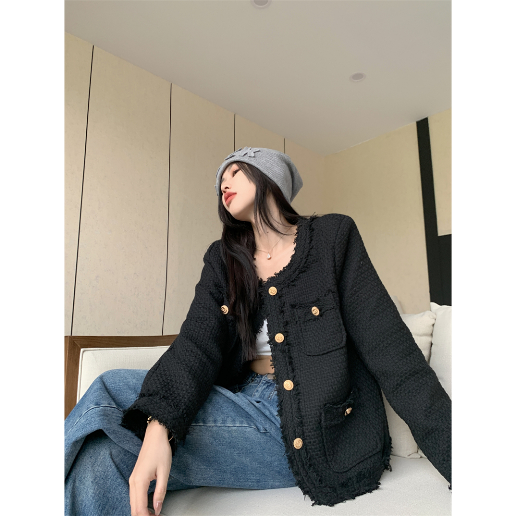 Áo khoác dạ có đệm vai, áo dạ khoác ngoài viền tua rua dày dặn from_girls - AK24
