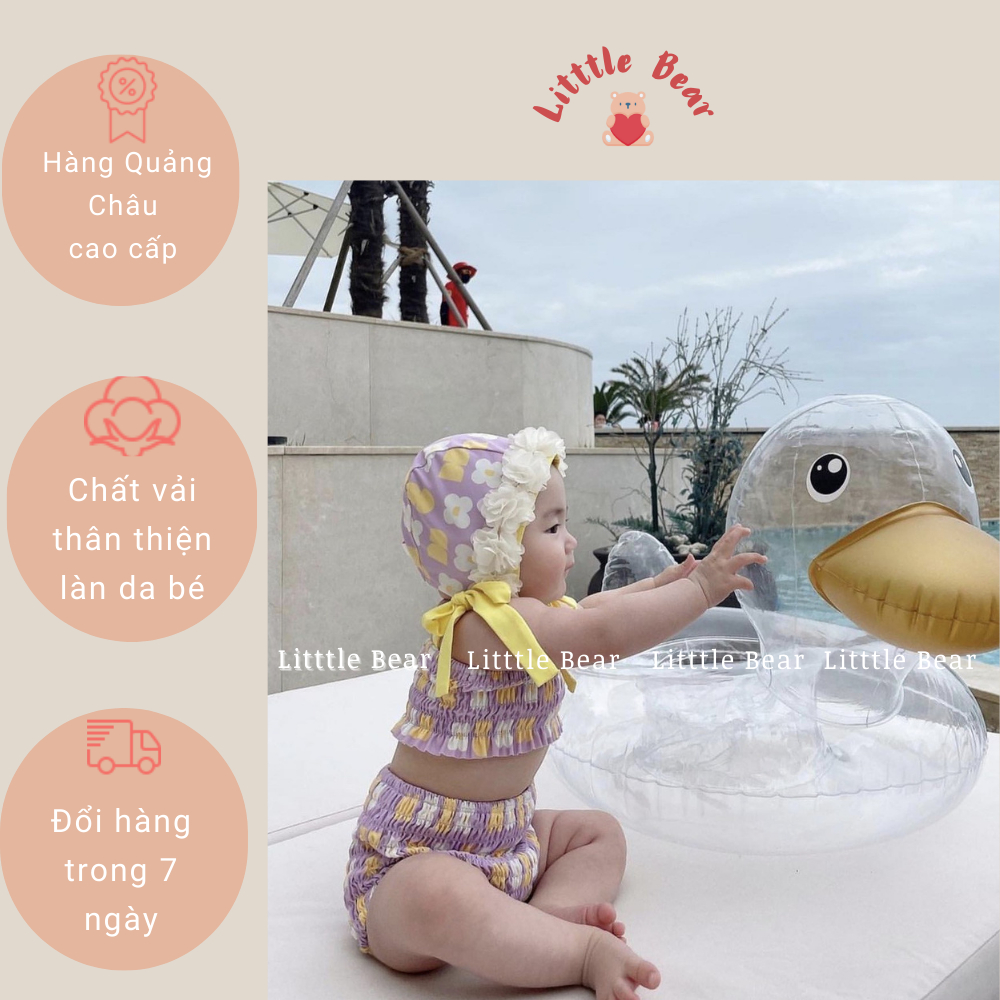 Đồ bơi áo tắm bikini kèm nón cho bé gái style Hàn xẻng siêu cute