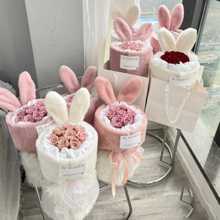 🐰CỐT Bó hoa Thỏ Bunny quà tặng sinh nhật 🐰 Cắm hoa sáp, hoa khô