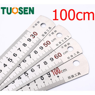 Thước thép 2 mặt, thước lá thép hai mặt với độ dài 100cm, có 2 màu chữ đỏ và đen - Chính hãng TUOSEN