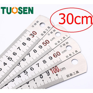 Thước thép 2 mặt dài 30cm, thước lá thép hai mặt với độ dài 30cm, có 2 màu chữ đỏ và đen - Chính hãng TUOSEN