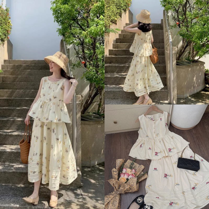 Set thô thêu hoa cực kỳ xinh