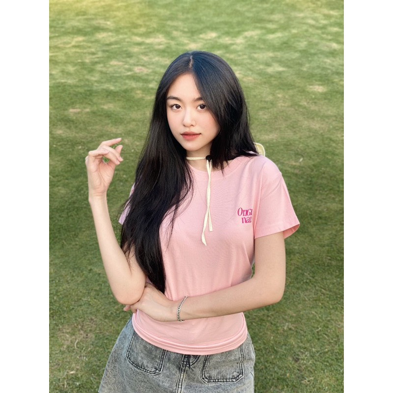 Áo baby tee nữ,áo thun phom Fit hot hit chất cotton thoáng mát,áo ngắn tay nữ cổ tròn chữ ORIGI NALS mã SA11 HOASUMO