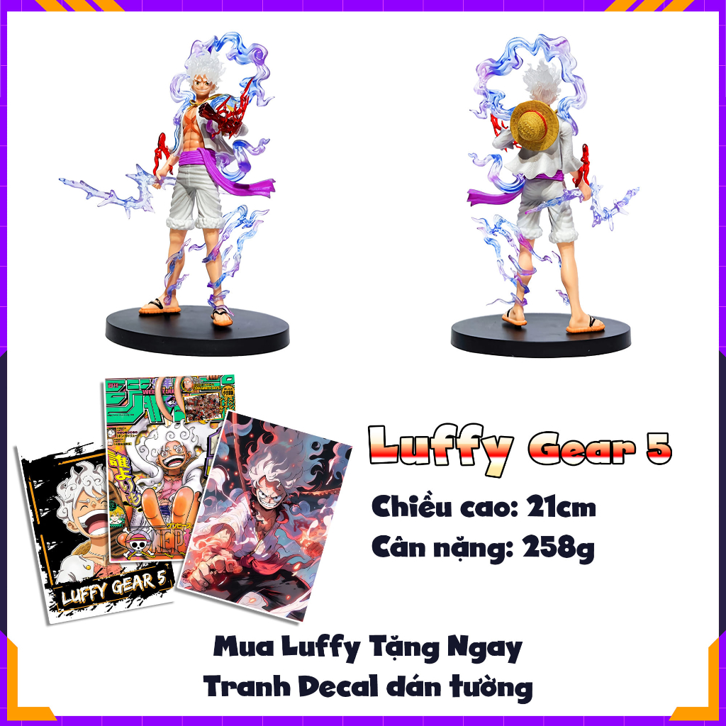 Mô Hình Luffy Gear 5 Nika - One Piece Đảo Hải Tặc - Figure Sưu Tầm Cao 21cm Cực Nét Giá Rẻ Trưng Bày Góc Làm Việc