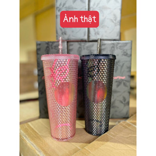 HOT SẴN HÀNG - Ly Starbucks phiên bản Jisoo - Blackpink, 2 màu hồng đen, hot điên đảo, full hộp và ống hút