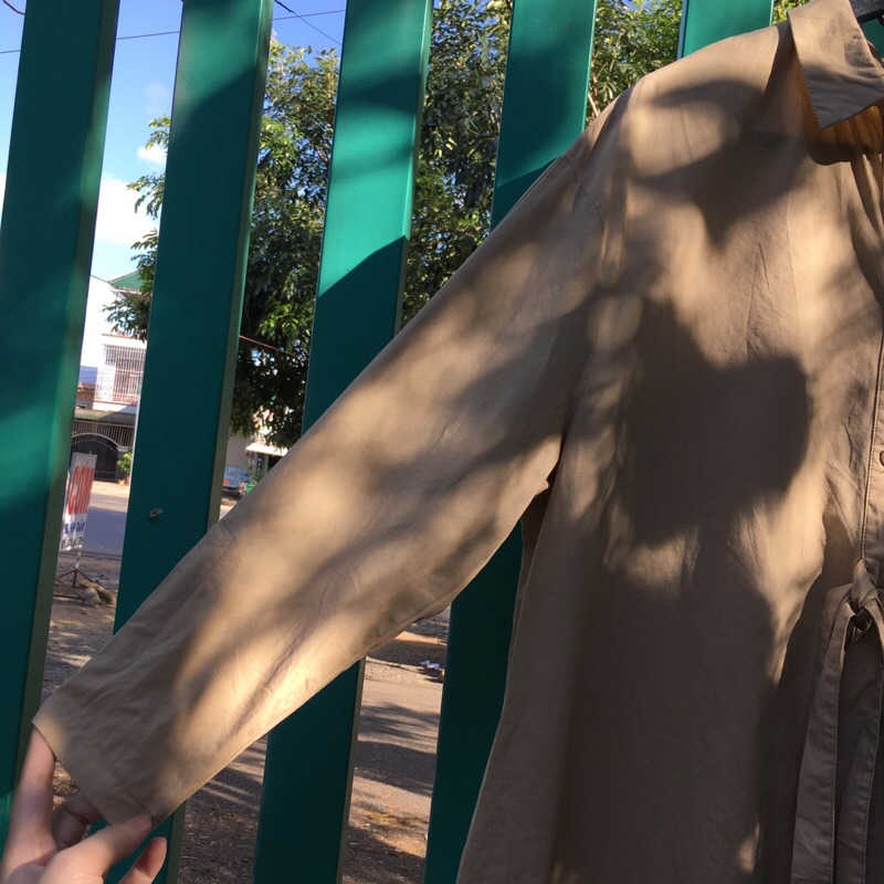 Váy sơ mi YiYian belted shirt dress