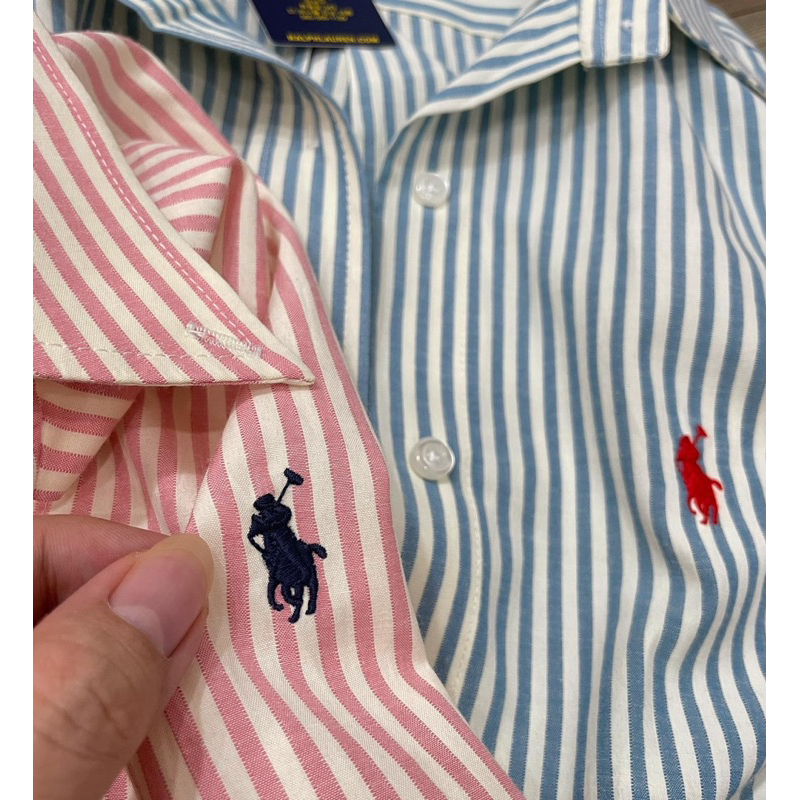 Sơmi thêu polo sọc tay ngắn