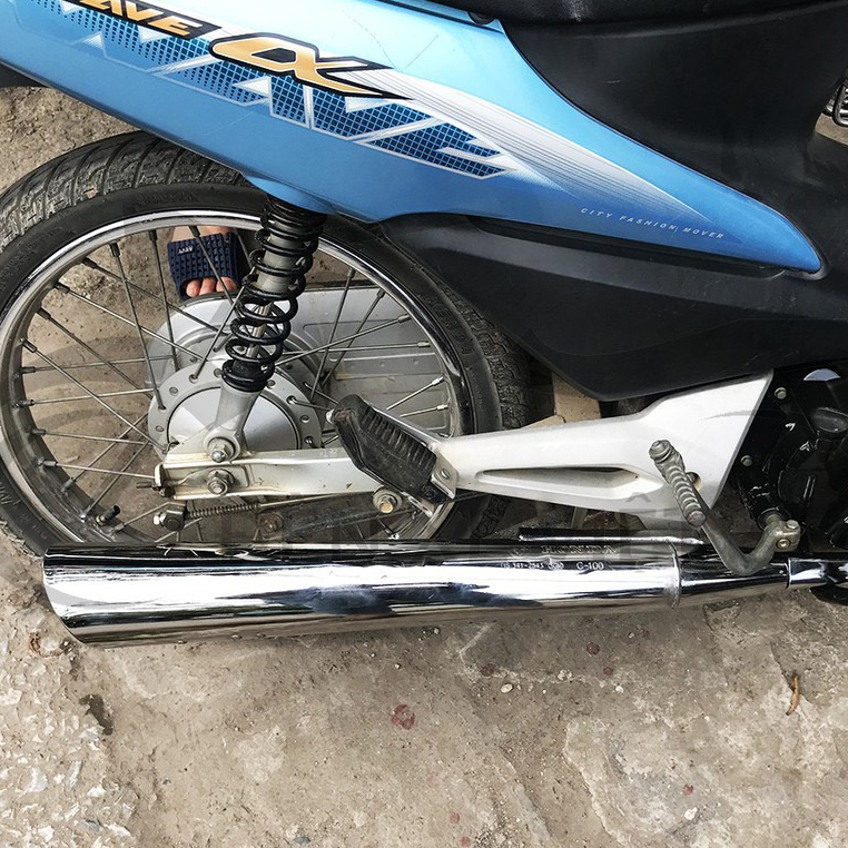 Pô 2543 Đít S Hàng Loại 1 Lắp Dòng Xe WaveA 50-100-110cc-Dream-Cub Có Âm Thanh Móc Và Êm Đã Chế Cổ Sẵn Inox 304