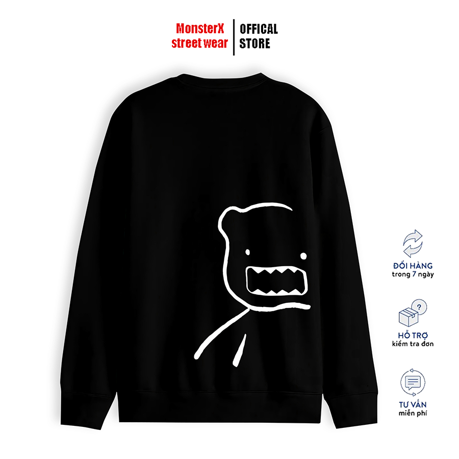 Áo dài tay trơn Sweater Gấu ngó Unisex Monster X Street Ulzzang cặp đôi nam nữ form rộng oversize Hàn Quốc