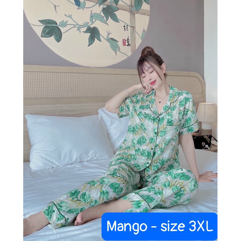 SALE Bộ Pijama LỤA MANGO CAO CẤP quần dài tay ngắn, có túi quần