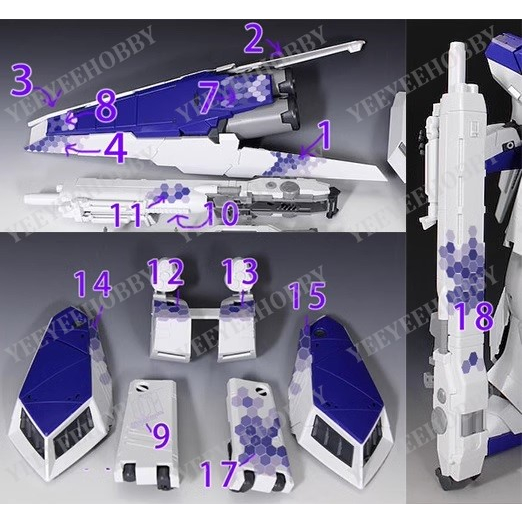 DECAL MÔ HÌNH XUEYAN - MG-08 - DECAL NƯỚC PHẢN QUANG CHO MÔ HÌNH MG 1/100 HI-NU VER KA