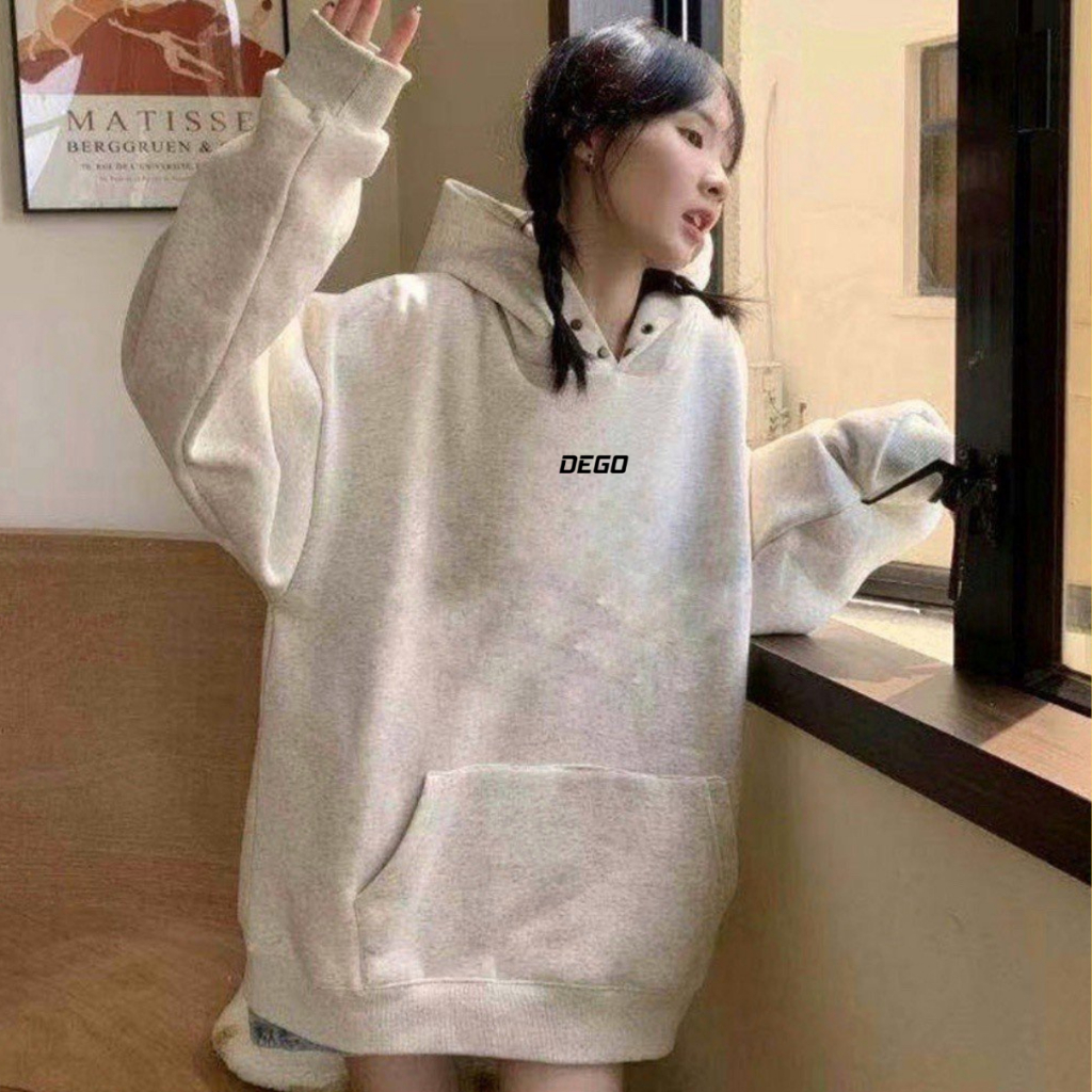 Áo hoodie DEGO nỉ cotton cao cấp basic nam nữ form rộng oversize local brand
