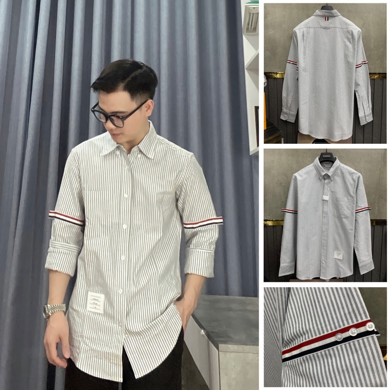 ⭐️  - Sơ Mi Thom Xám Kẻ Check Viền Kẻ Tay Chất Liệu Vải Oxford Dành Cho Cả Nam Và Nữ Đủ Size - Hàng Loại 1