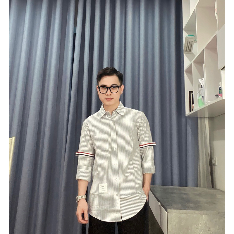 ⭐️  - Sơ Mi Thom Xám Kẻ Check Viền Kẻ Tay Chất Liệu Vải Oxford Dành Cho Cả Nam Và Nữ Đủ Size - Hàng Loại 1