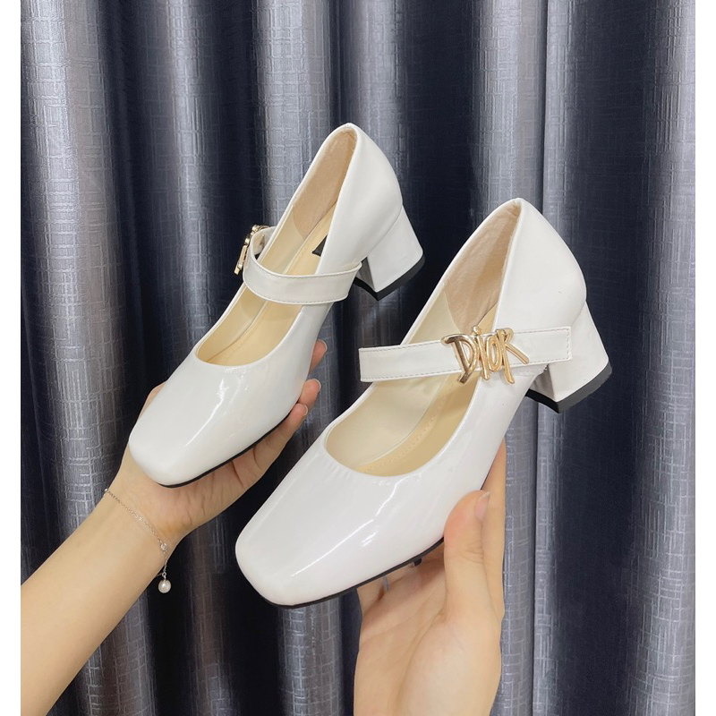 Giày Mary Jane cao gót 5cm da bóng cao cấp giày Lolita nữ phong cách Pháp hiện đại