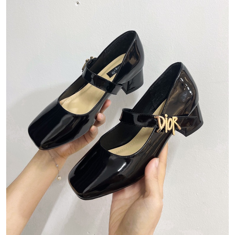 Giày Mary Jane cao gót 5cm da bóng cao cấp giày Lolita nữ phong cách Pháp hiện đại
